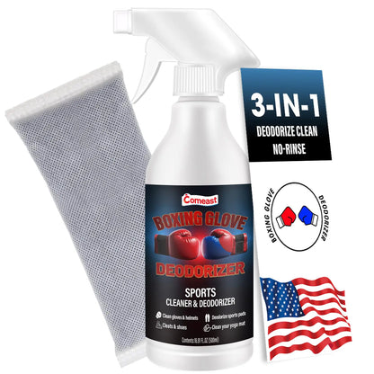 Boxing Glove Deodorizer Cleaner Spray（with Desiccant) Gym Equipment & Shoe Odor Eliminating Spray Yoga Mat Cleaner Natural Plant Based Sports Deodorizer 16.91Fl Oz
