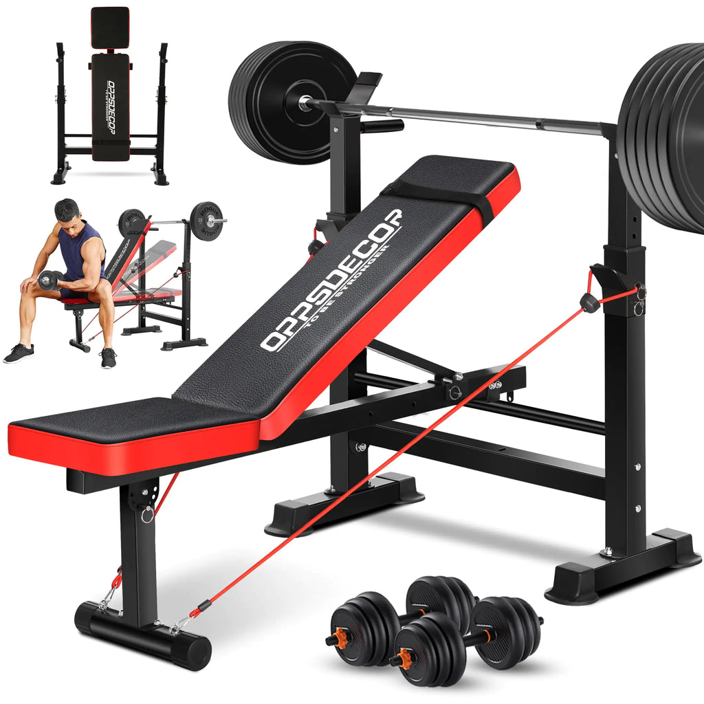 6 in 1 Weight Bench Set with Squat Rack Workout Bench
