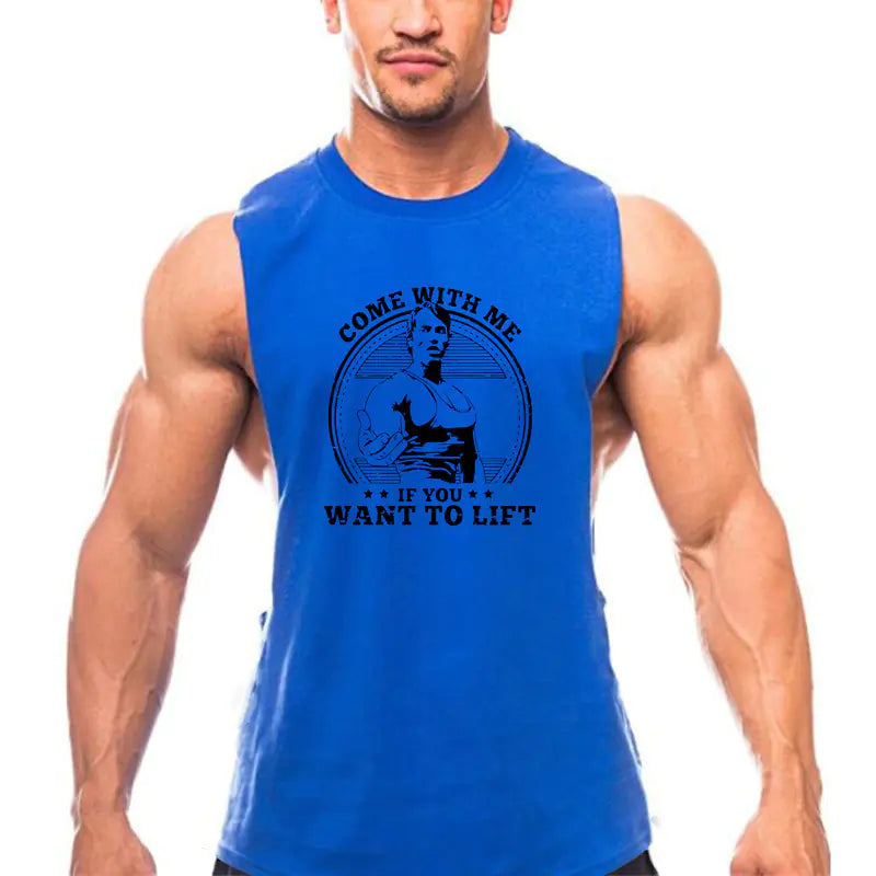 Summer Gym Tank Top for Men - Cotton Fitness Shirt
