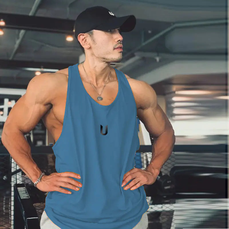 Men's Printed Round Neck Sleeveless Gym Tank Tops