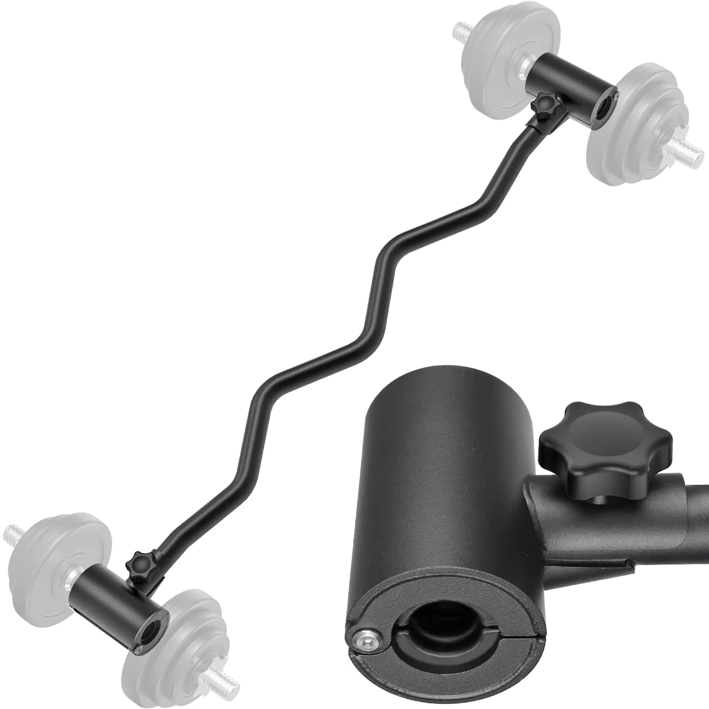 Kipika Adjustable Dumbbell to Barbell Converter - EZ Curling Bar Adapter - Versatile Weightlifting Equipment for Home Gym - Fits Standard Dumbbells - Holds up to 100 lbs per side