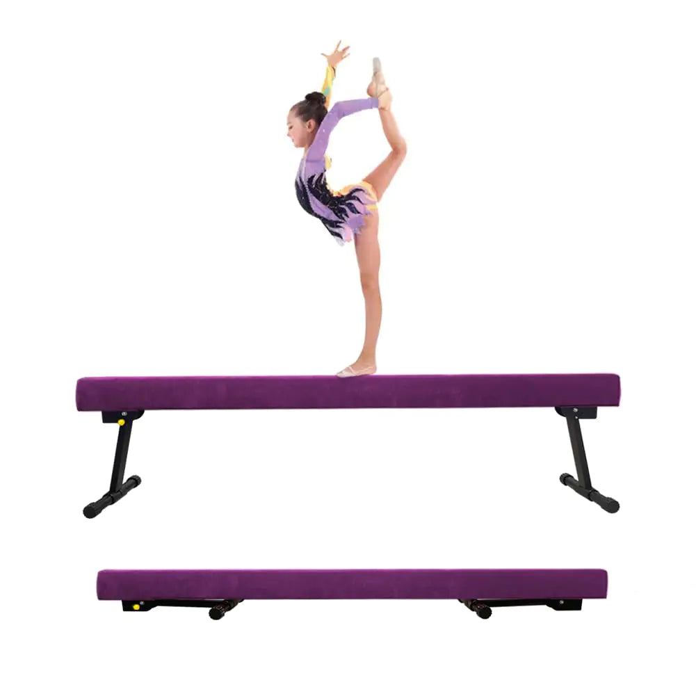 GBVUGY Adjustable&Foldable Gymnastics Balance Beam6FT High-Low Level Floor Gymnastic BeamNo Tool Require Gym Equipment for for Kids Children Girls Home Training