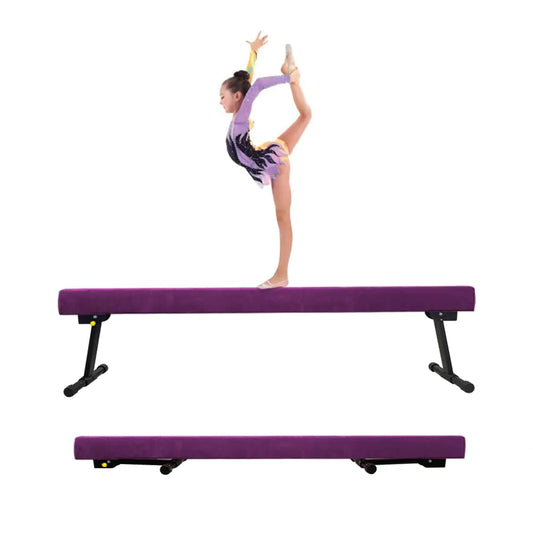 GBVUGY Adjustable&Foldable Gymnastics Balance Beam6FT High-Low Level Floor Gymnastic BeamNo Tool Require Gym Equipment for for Kids Children Girls Home Training