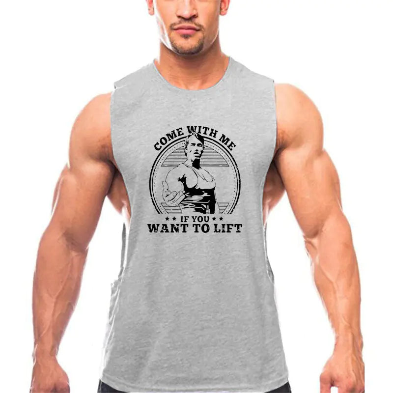 Summer Gym Tank Top for Men - Cotton Fitness Shirt