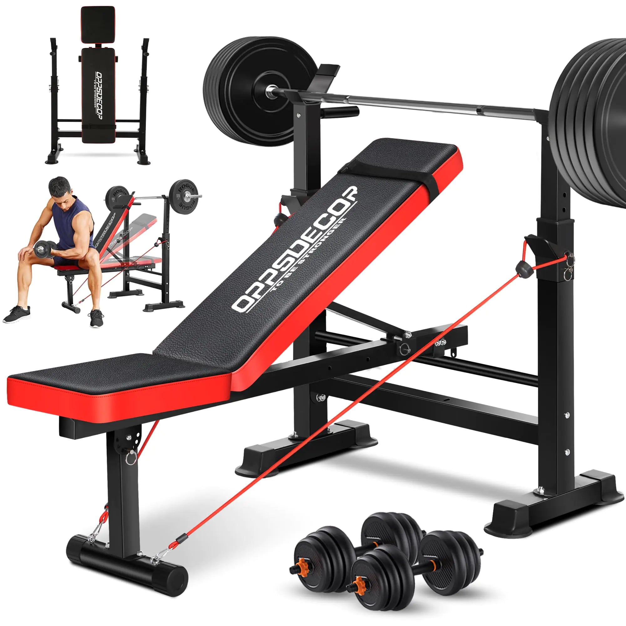 6 in 1 Weight Bench Set with Squat Rack Workout Bench