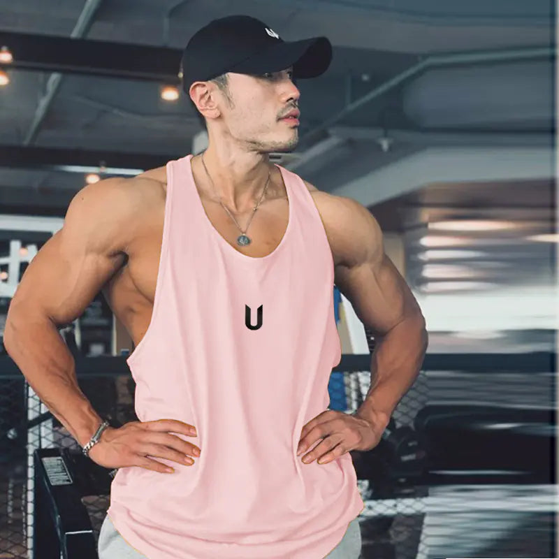 Men's Printed Round Neck Sleeveless Gym Tank Tops