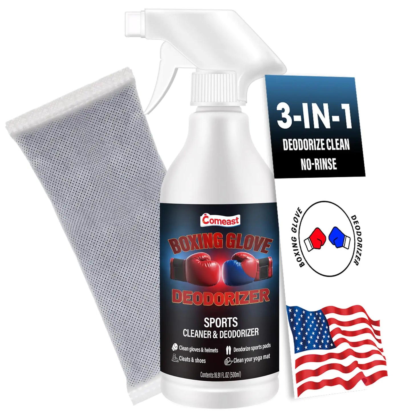 Boxing Glove Deodorizer Cleaner Spray（with Desiccant) Gym Equipment & Shoe Odor Eliminating Spray Yoga Mat Cleaner Natural Plant Based Sports Deodorizer 16.91Fl Oz
