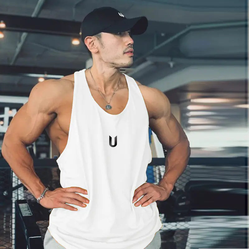 Men's Printed Round Neck Sleeveless Gym Tank Tops