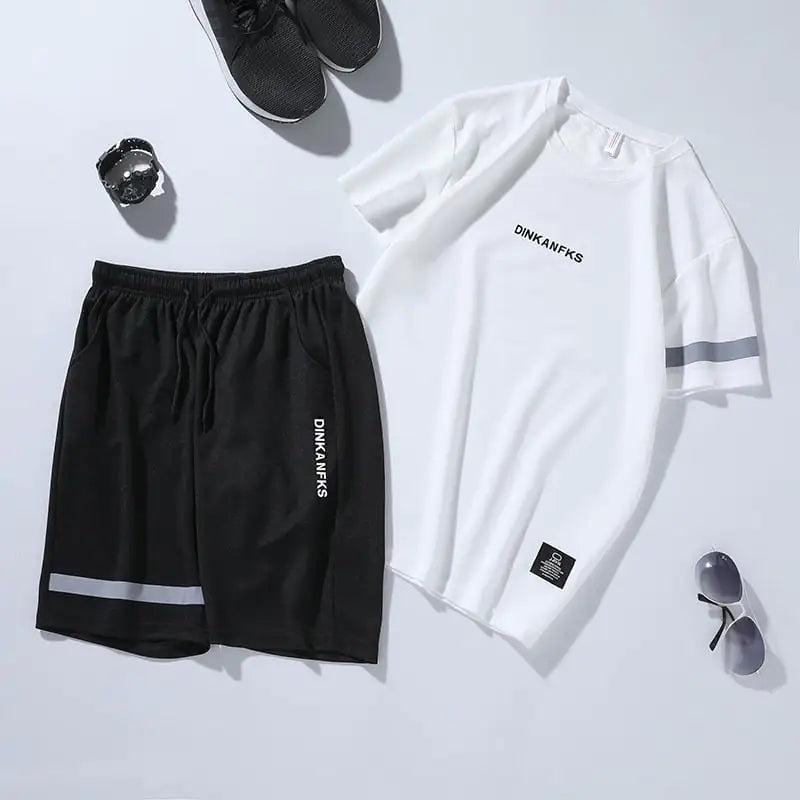Men's Running Gym Short-Sleeve Sportswear Set